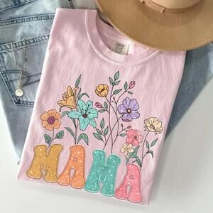 Floral Mama Shirt, Glitter Mama T Shirt, Mothers Day Gift For Mom, Cute Flower